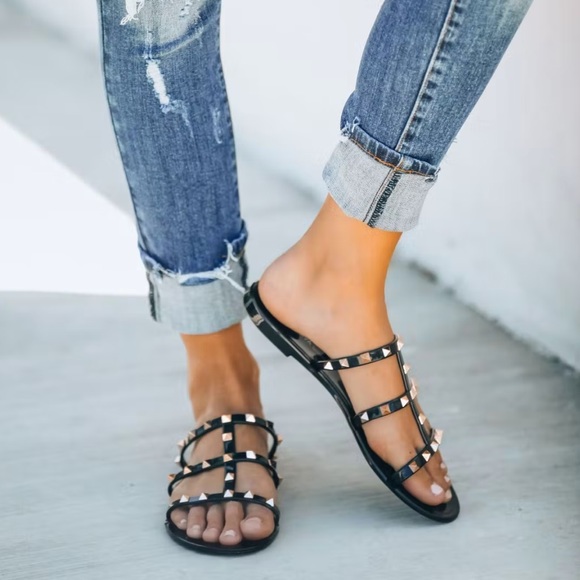 *BLACK FRIDAY SALE* What A Stud Black Studded Sandals - Picture 3 of 6